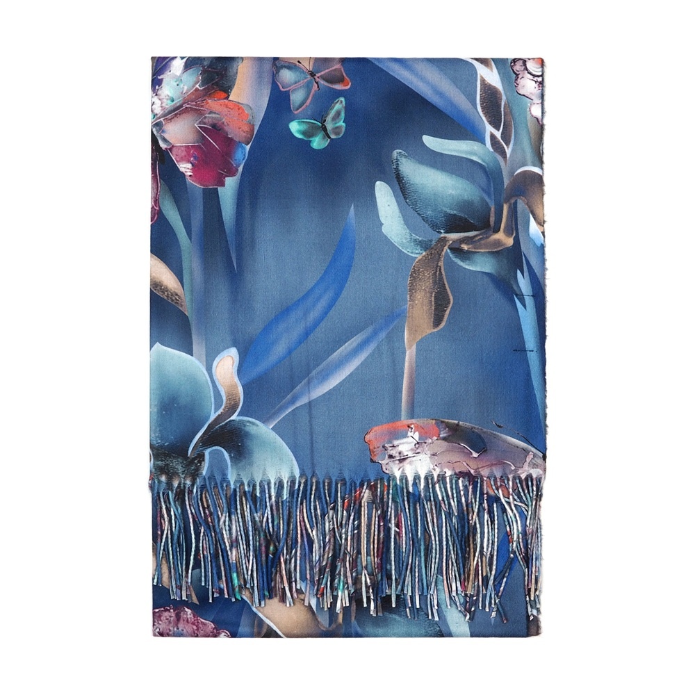 CTCW-04 Szalik na zim� motyle niebieski 200x70cm